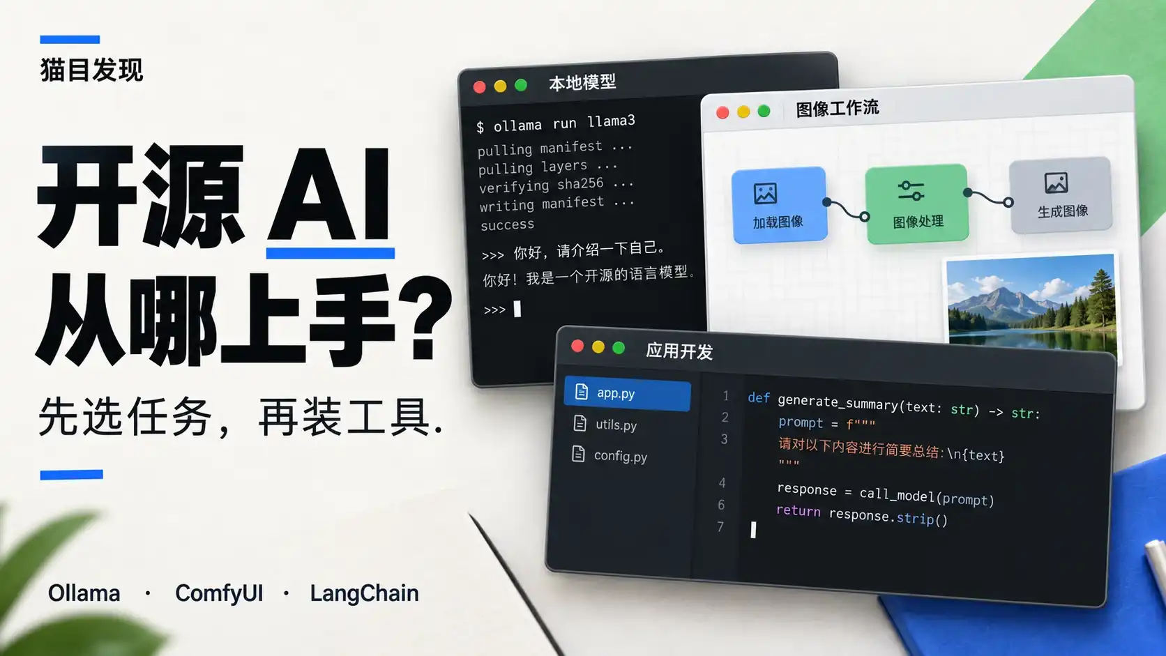 开源 AI 从哪里上手:用 Ollama、ComfyUI 和 LangChain 完成第一个任务